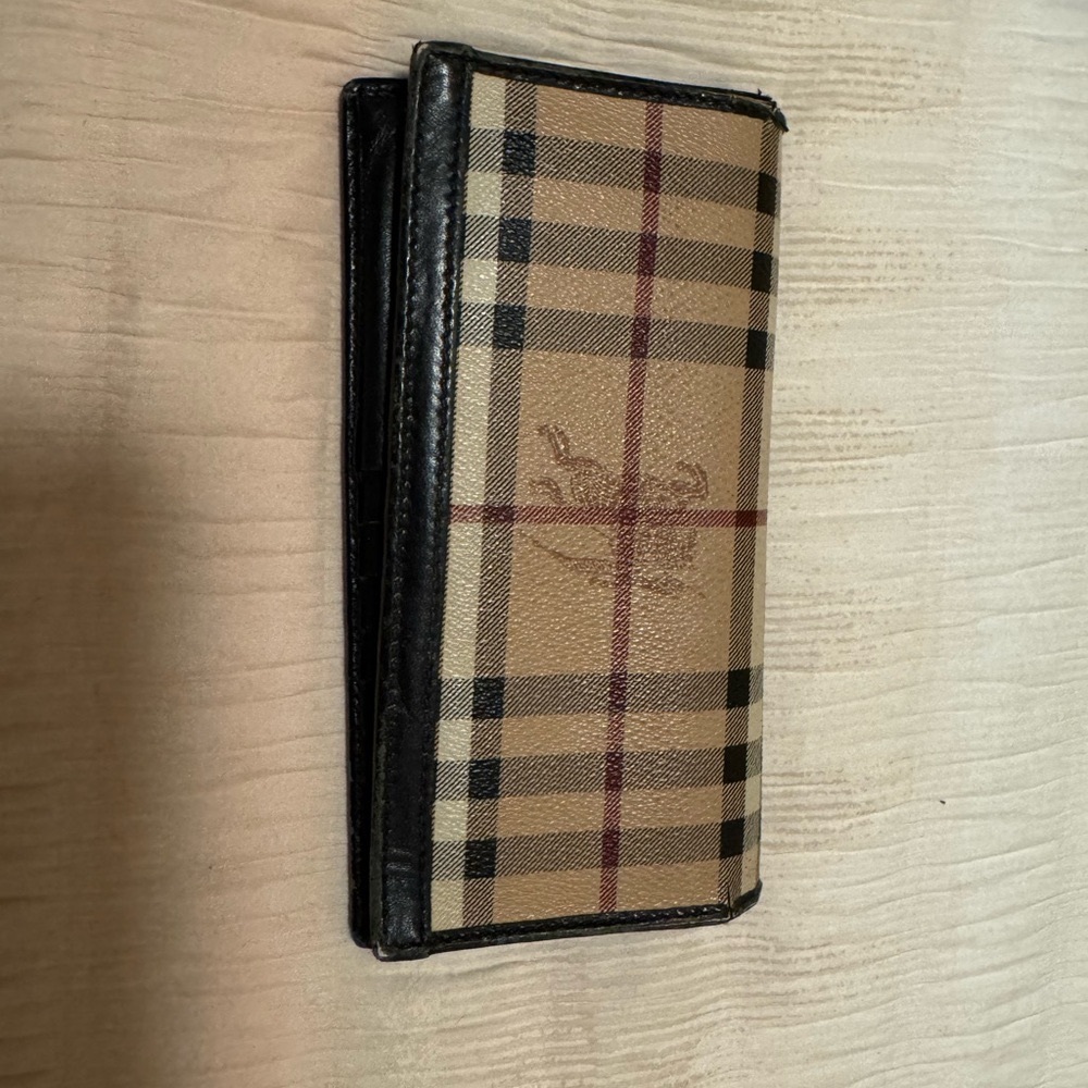Burberry Beige and Black Check Wallet